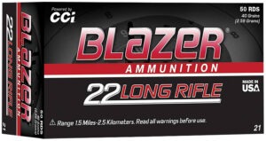 CCI 0021 Blazer High Velocity 22LR 40gr Lead Round Nose 50 Per Box/100 Case