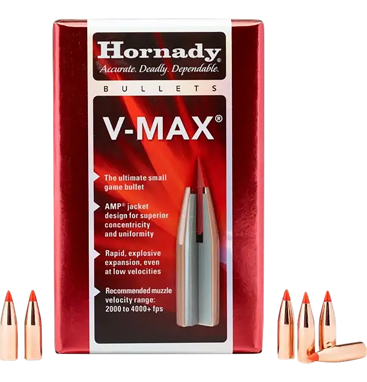 Hornady 22261 V-Max 22 Cal .224 50 gr V Max 100 Per Box/ 40 Case