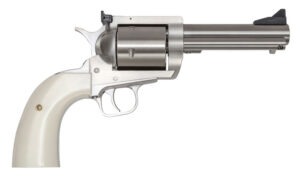 Magnum Research BFR44MAG5B6 BFR Short Cylinder 44 Rem Mag 6 Shot, 5" Brushed Stainless Steel Barrel, Cylinder  & Frame, White Polymer Grip, Hammer Safety, Exposed Hammer